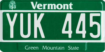 VT license plate YUK445