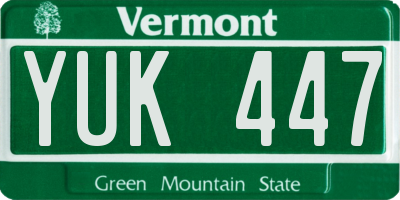 VT license plate YUK447