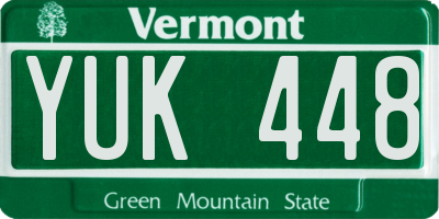 VT license plate YUK448