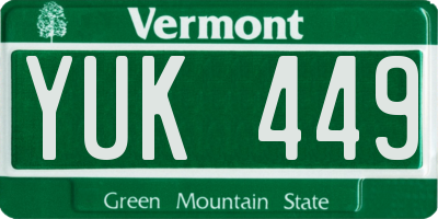 VT license plate YUK449