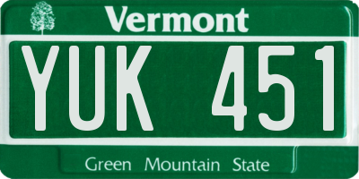 VT license plate YUK451