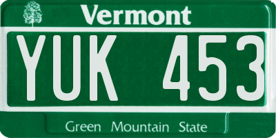 VT license plate YUK453