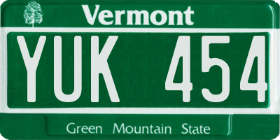 VT license plate YUK454