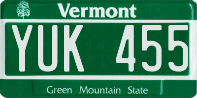 VT license plate YUK455