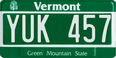 VT license plate YUK457