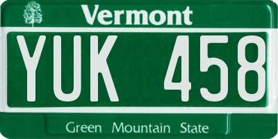 VT license plate YUK458