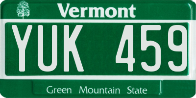 VT license plate YUK459