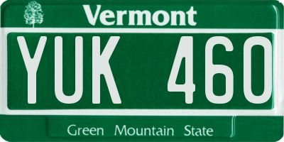 VT license plate YUK460