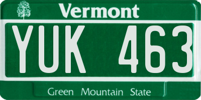 VT license plate YUK463