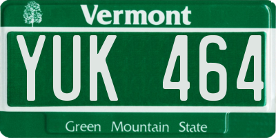 VT license plate YUK464