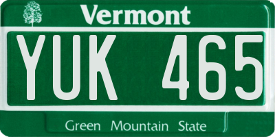 VT license plate YUK465