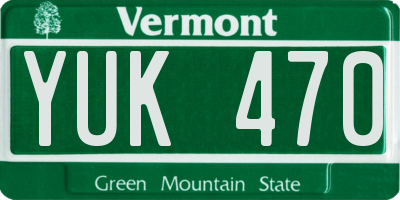 VT license plate YUK470