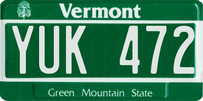 VT license plate YUK472