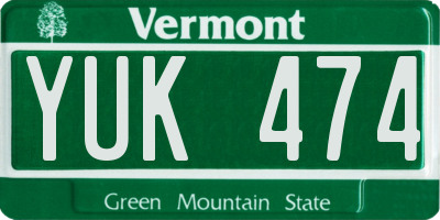 VT license plate YUK474
