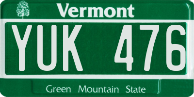 VT license plate YUK476