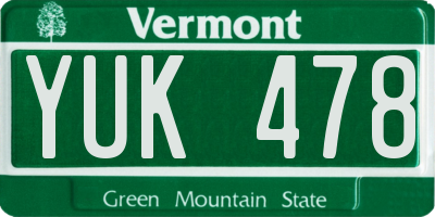 VT license plate YUK478