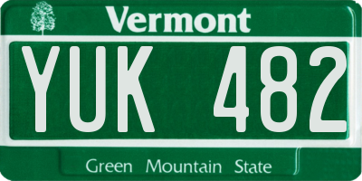 VT license plate YUK482