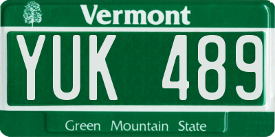 VT license plate YUK489