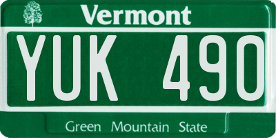 VT license plate YUK490
