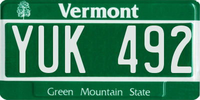 VT license plate YUK492
