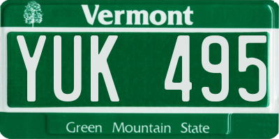 VT license plate YUK495