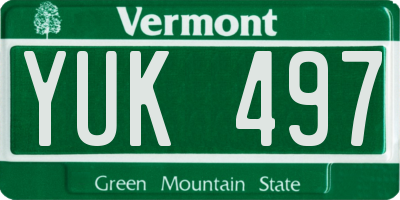 VT license plate YUK497
