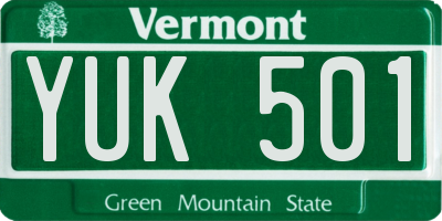 VT license plate YUK501