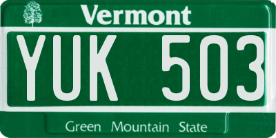 VT license plate YUK503