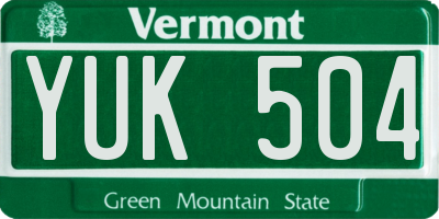 VT license plate YUK504