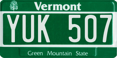 VT license plate YUK507