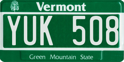 VT license plate YUK508