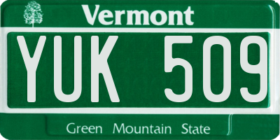 VT license plate YUK509