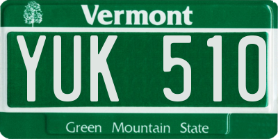 VT license plate YUK510