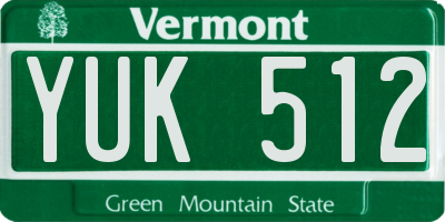 VT license plate YUK512