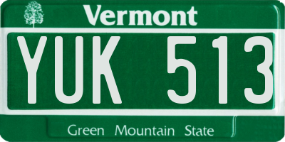 VT license plate YUK513