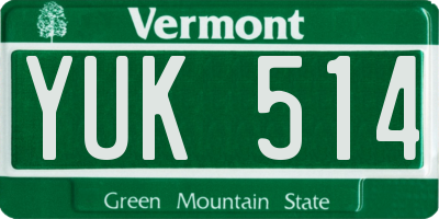 VT license plate YUK514