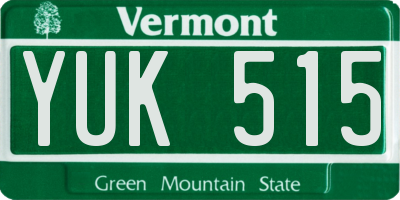 VT license plate YUK515
