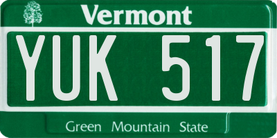 VT license plate YUK517
