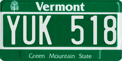 VT license plate YUK518