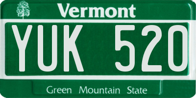 VT license plate YUK520