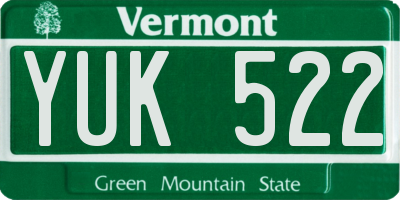 VT license plate YUK522