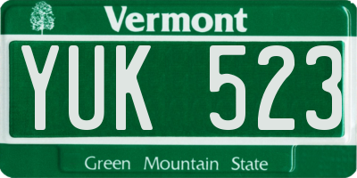 VT license plate YUK523