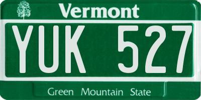 VT license plate YUK527
