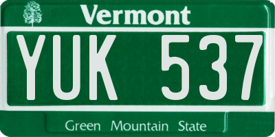 VT license plate YUK537