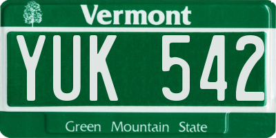 VT license plate YUK542