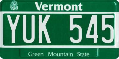 VT license plate YUK545