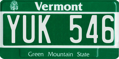 VT license plate YUK546