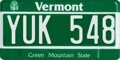 VT license plate YUK548