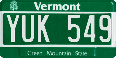 VT license plate YUK549