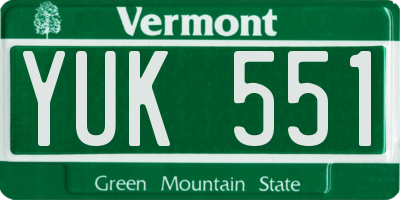 VT license plate YUK551